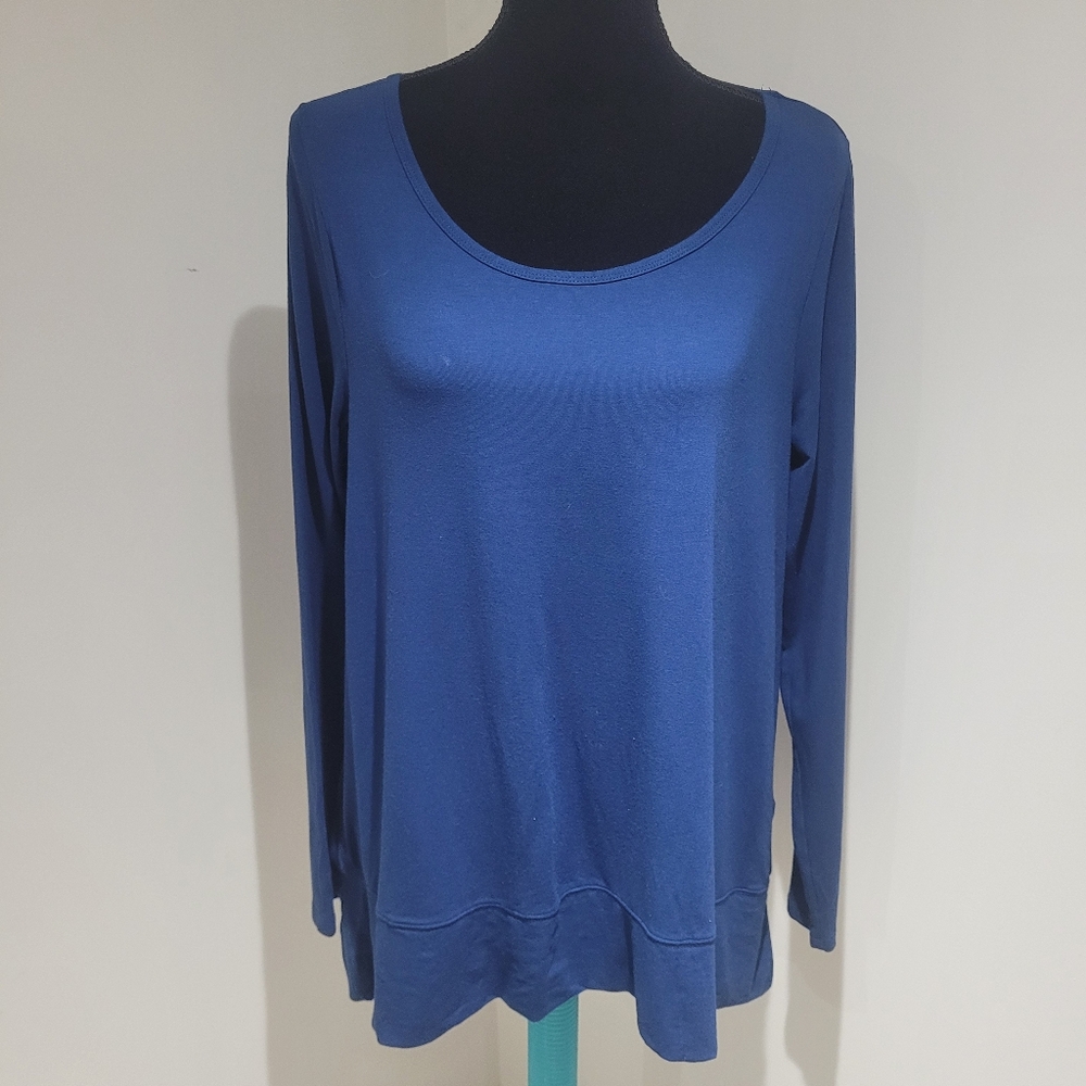 Jana Women's Long Sleeve Crew Neck T-Shirt Size Large Blue Normcore Basics Comfy